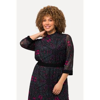 Ulla Popken Maglia mesh taglio svasato doppio strato collo alto maniche 3/4  