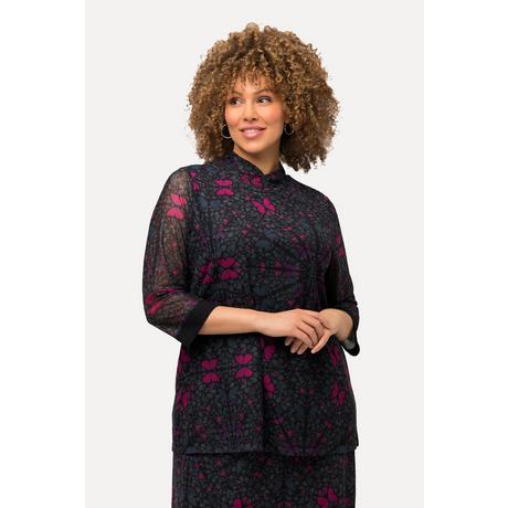 Ulla Popken Maglia mesh taglio svasato doppio strato collo alto maniche 3/4  