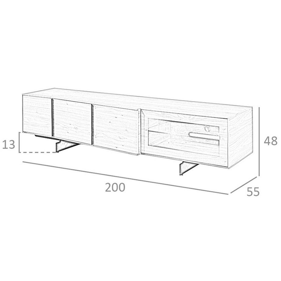 ANGEL CERDA TV-Schrank aus Nussbaum undem Stahl mit Innenbeleuchtung  