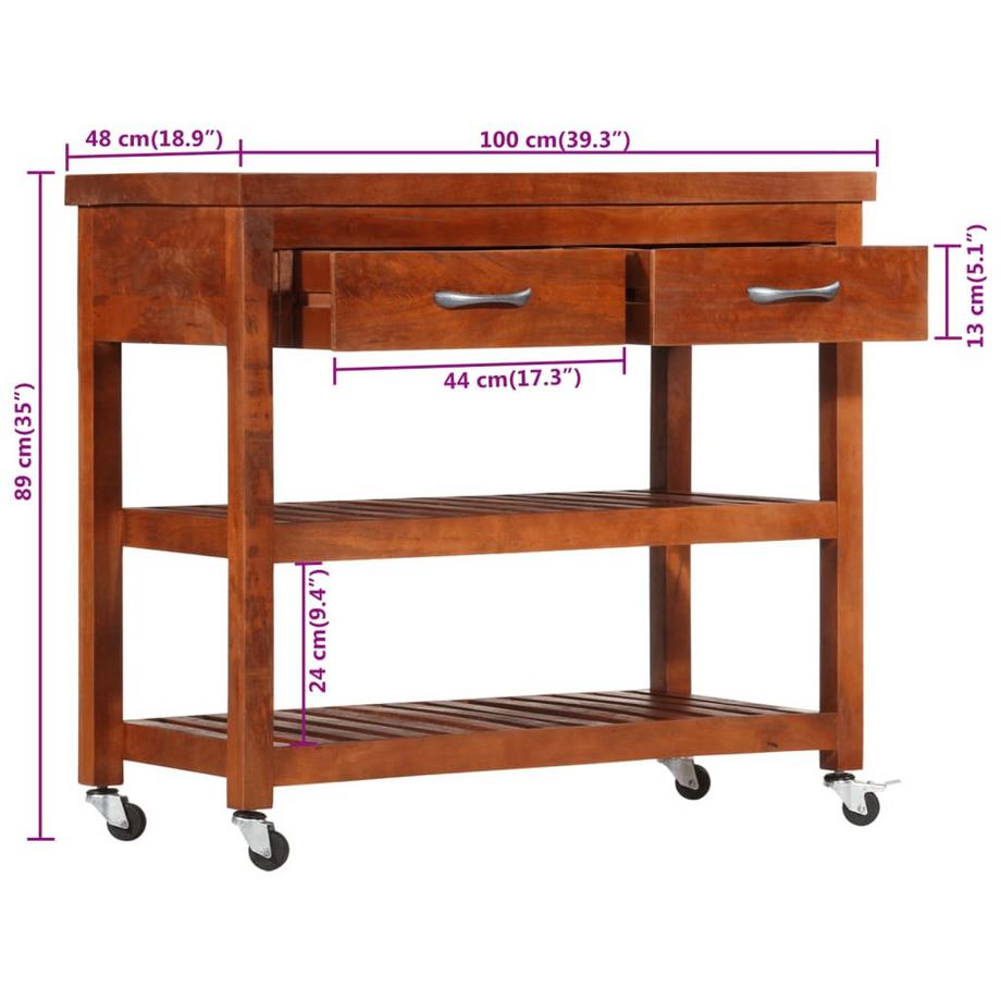 VidaXL Chariot de cuisine bois  