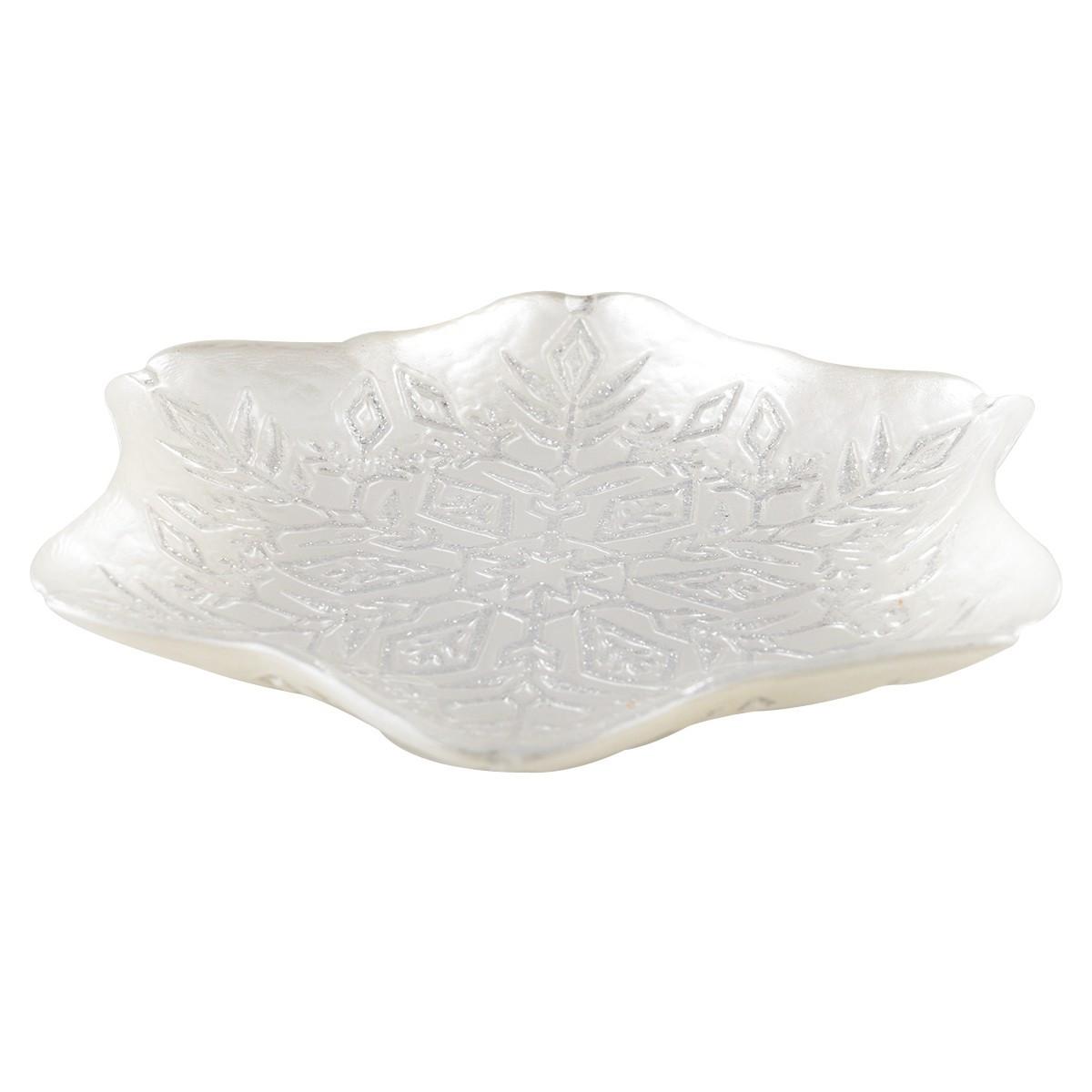 Aulica COUPE FLOCON BLANCHE ET GRISE PAILLETEE 21.5CM PAR BOITE DE - 6  