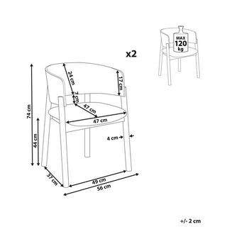 Beliani Esszimmerstuhl 2er Set aus Polyester Retro MARIKANA  