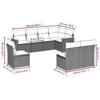 VidaXL Ensemble de canapés de jardin rotin synthétique  