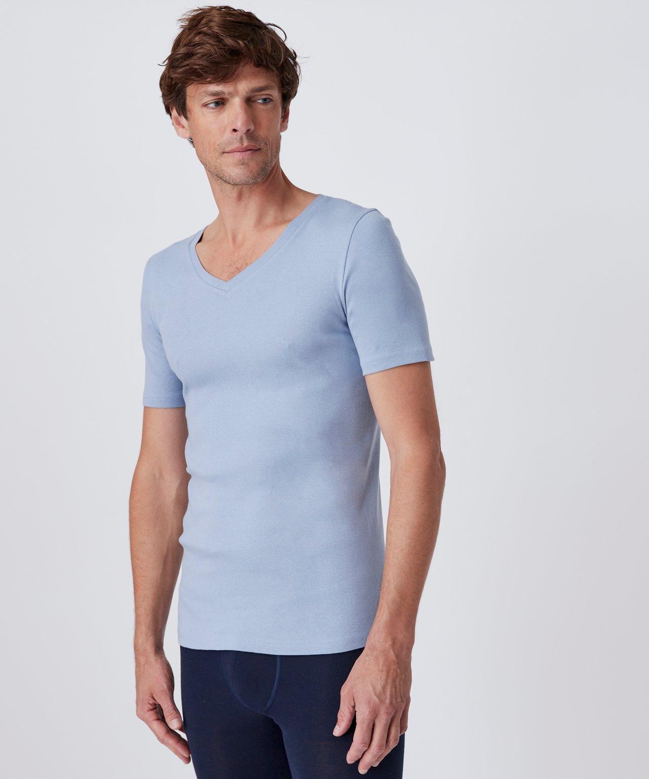 Damart  Lot de 2 tee-shirts col V Essential pur coton peigné. 