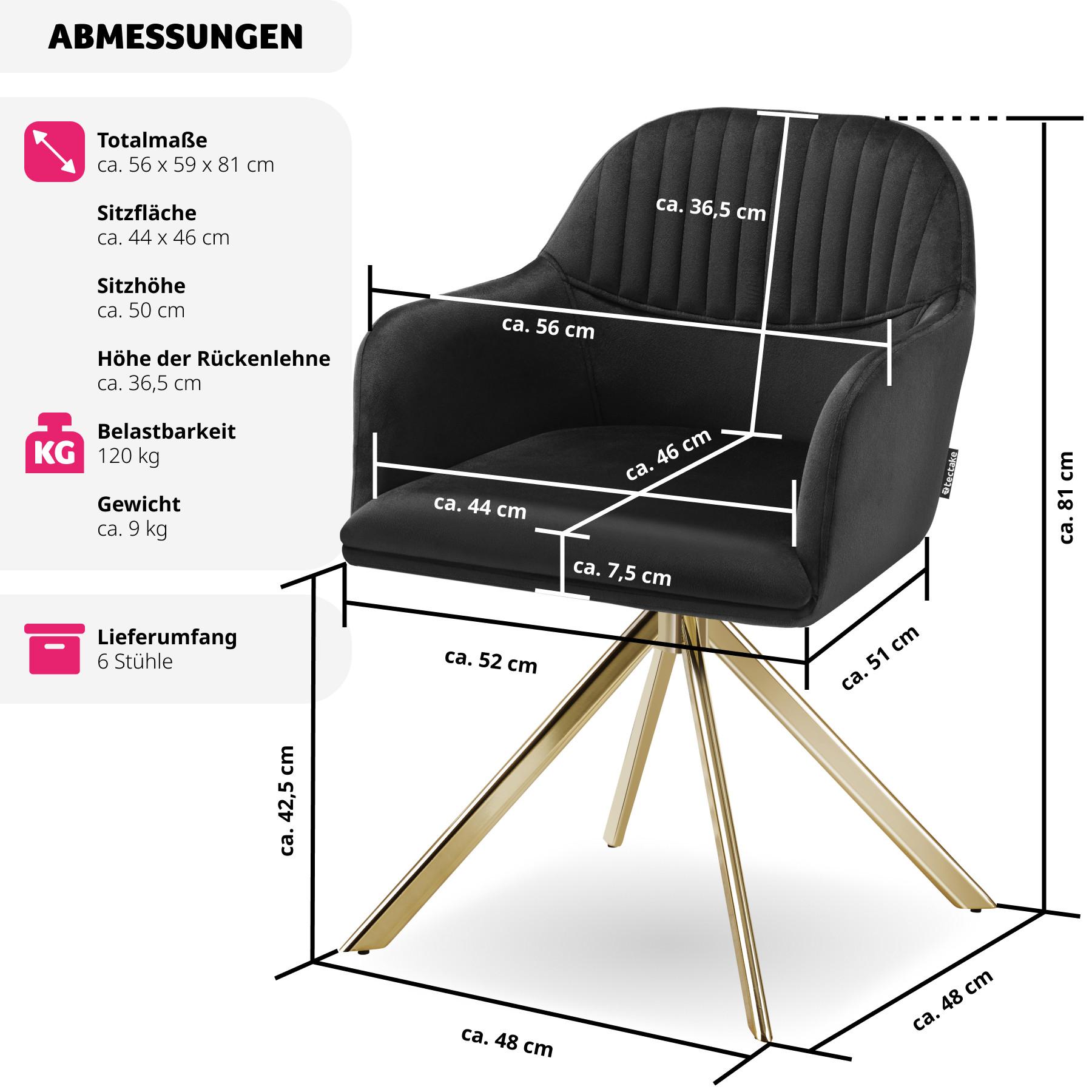 Tectake Chaise pivotante en velours Lona avec rembourrage épais  