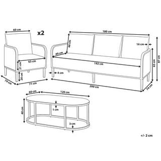 Beliani Divano a 3 posti con poltrone en Alluminio Boho MONTEFALCO  