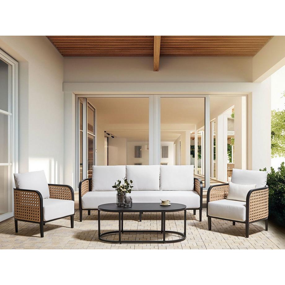 Beliani Divano a 3 posti con poltrone en Alluminio  MONTEFALCO  