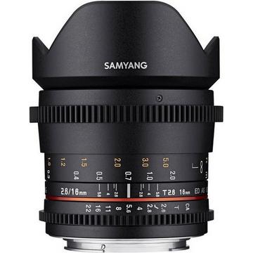 Samyang 16 mm T2.6 VDSLR ED comme UMC (Canon EF)