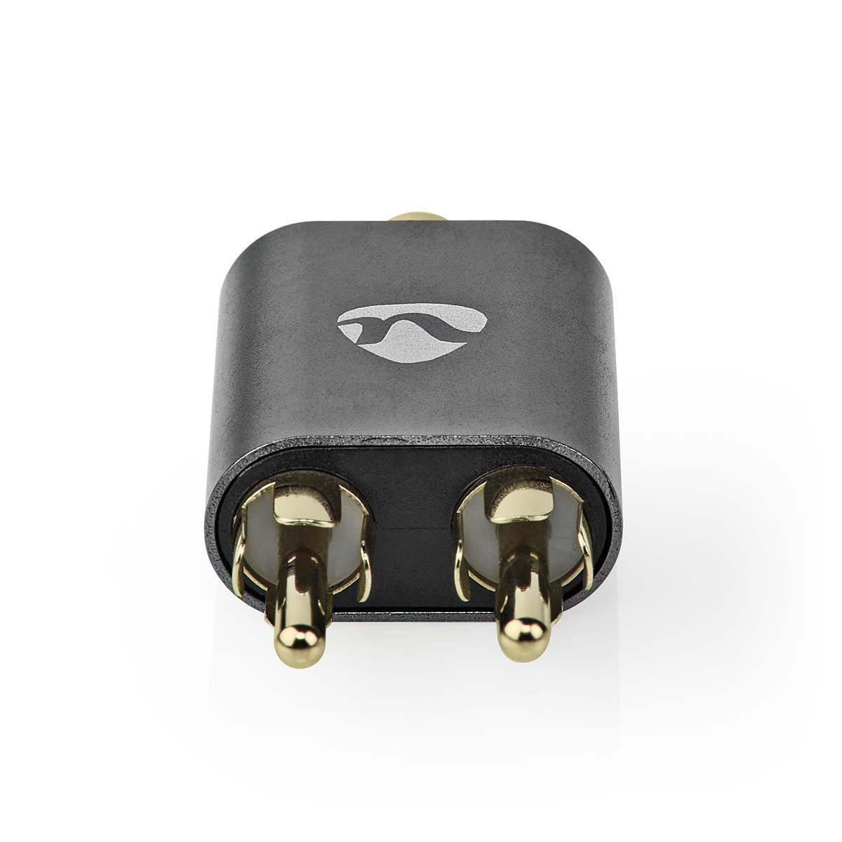 Nedis  Adaptateur audio stéréo | 2x RCA mâle | 3,5 mm femelle | plaqué or | droit | aluminium | gris avec métal | 1 pc. | Boîte en carton avec fenêtre couverte 