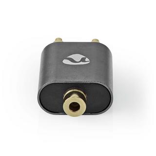 Nedis  Adaptateur audio stéréo | 2x RCA mâle | 3,5 mm femelle | plaqué or | droit | aluminium | gris avec métal | 1 pc. | Boîte en carton avec fenêtre couverte 