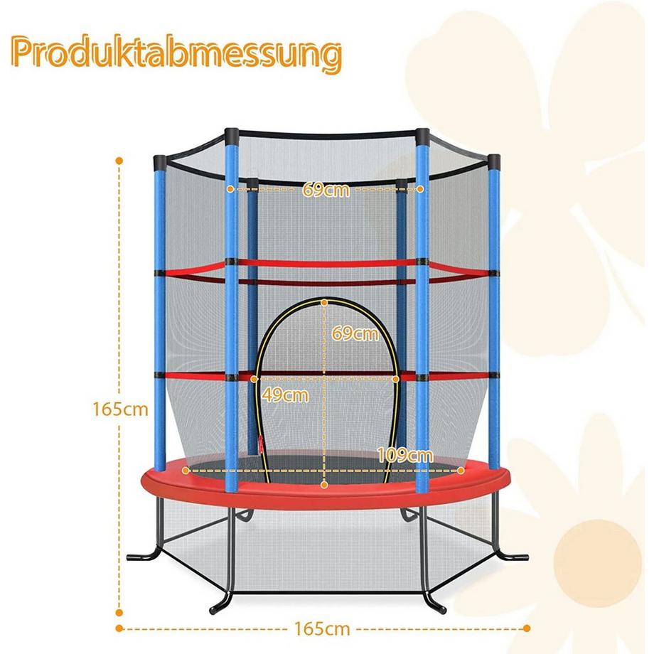 Northix  Trampoline de jardin Ø140cm avec filet de sécurité trampoline pouvant supporter jusqu'à 135 kg pour les enfants à partir de 3 ans, bleu marine 
