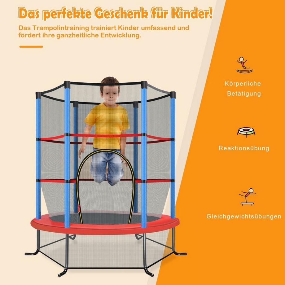 Northix  Trampoline de jardin Ø140cm avec filet de sécurité trampoline pouvant supporter jusqu'à 135 kg pour les enfants à partir de 3 ans, bleu marine 