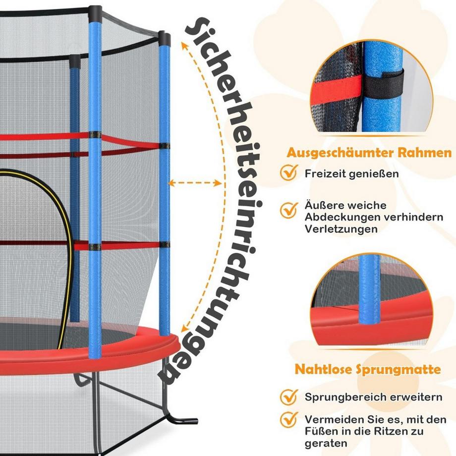 Northix  Trampoline de jardin Ø140cm avec filet de sécurité trampoline pouvant supporter jusqu'à 135 kg pour les enfants à partir de 3 ans, bleu marine 