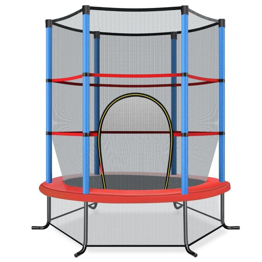 Northix  Trampoline de jardin Ø140cm avec filet de sécurité trampoline pouvant supporter jusqu'à 135 kg pour les enfants à partir de 3 ans, bleu marine 