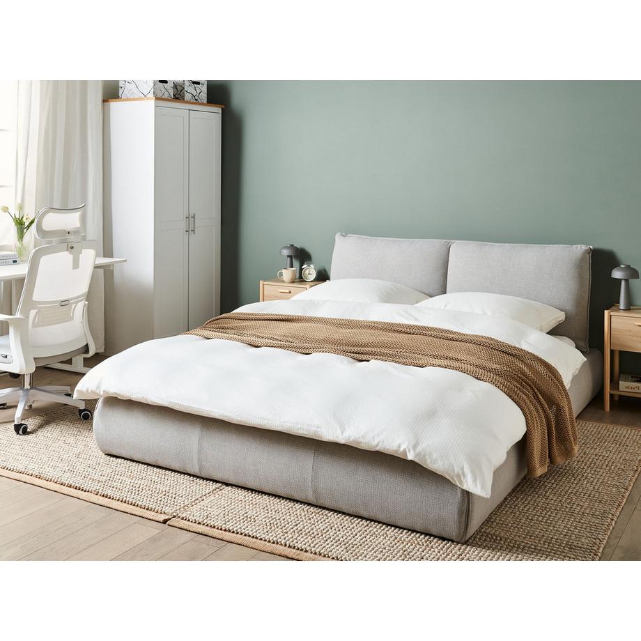 Beliani Lit avec sommier en Tissu Moderne VINAY  