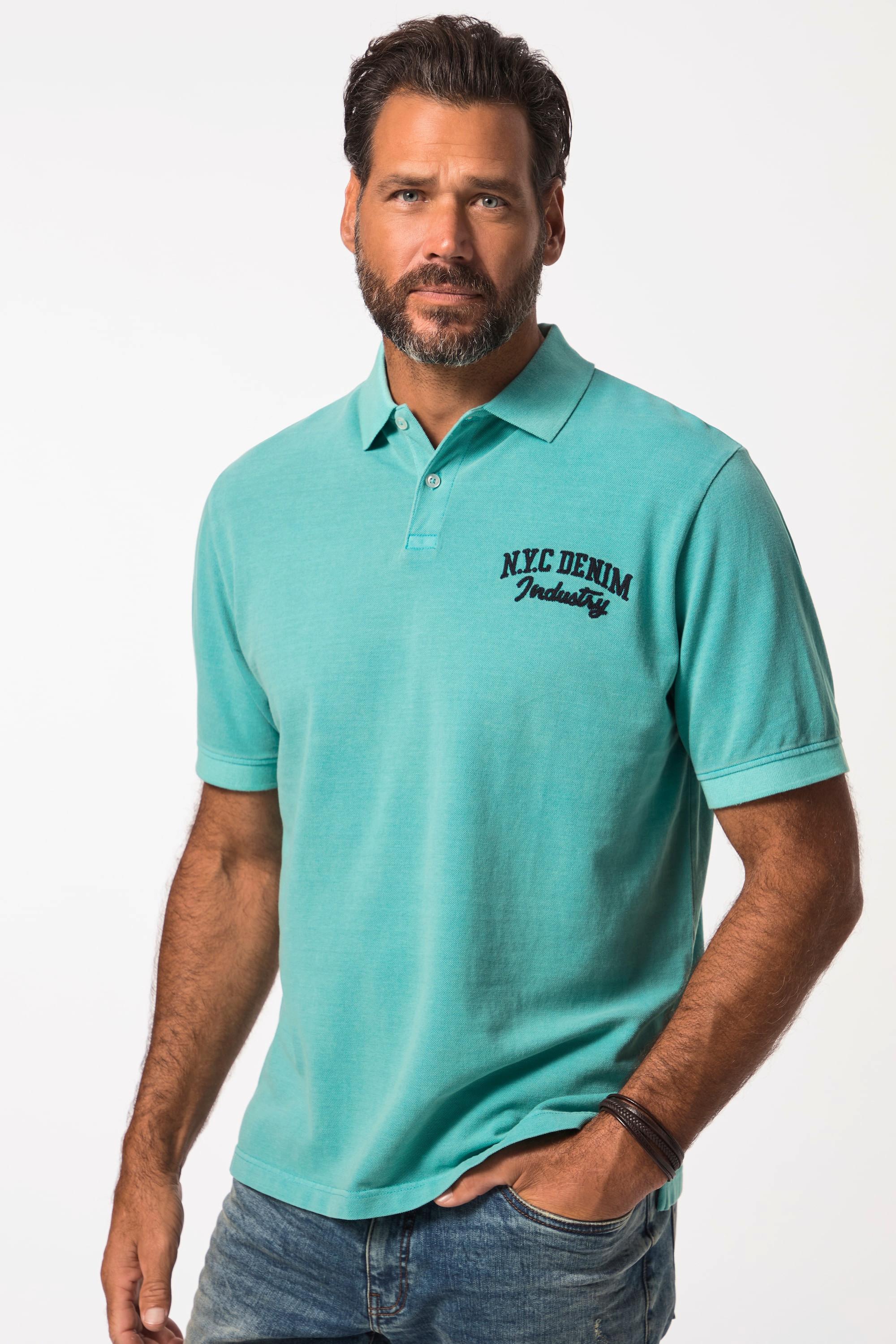 JP1880  Polo à manches courtes en maille piquée, style vintage turquoise 