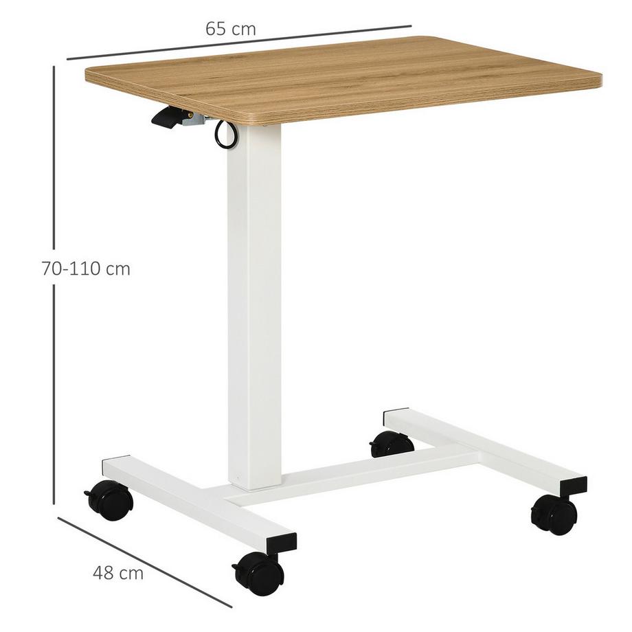 Northio  Steh-Sitz Schreibtisch Höhenverstellbar Mit Rollen, C-Förmig, Platzsparend, Laptoptisch, Natur+Weiß, 70-110 Cm, Bis 70 Kg 