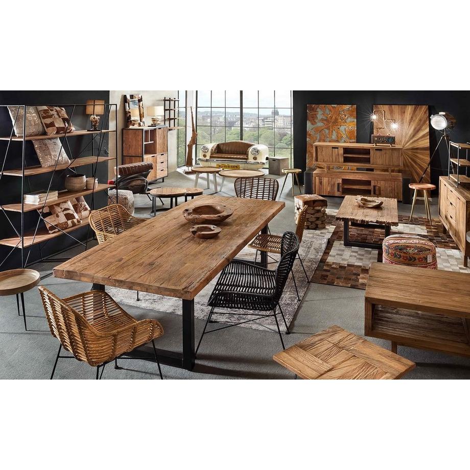 mutoni Massivholztisch 200x100 - Teak natur - Metall  