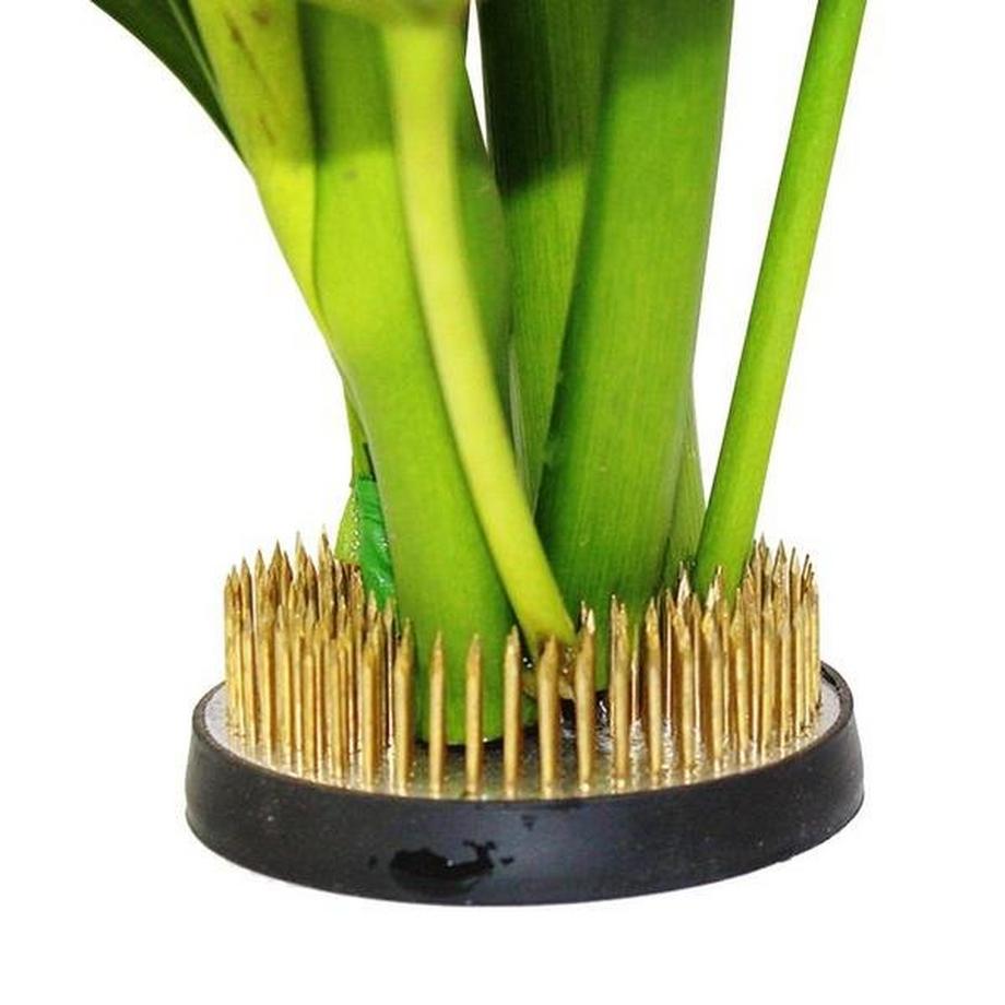 eStore  Runder Blumenhalter mit Gummibasis - Blumendekor - Schwarz 