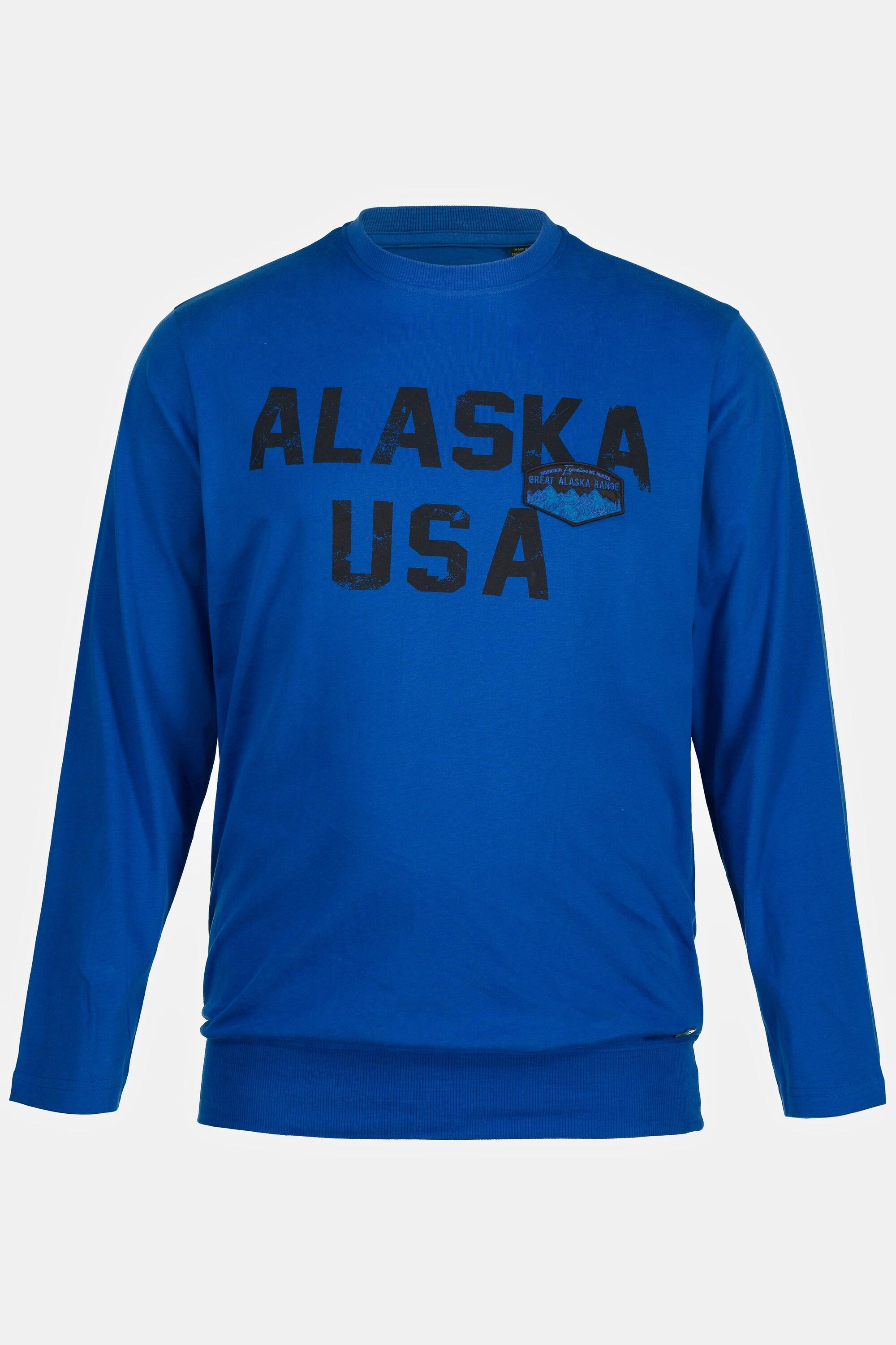 JP1880  T-shirt per l'outdoor con maniche lunghe, stampa "Alaska" e orlo 