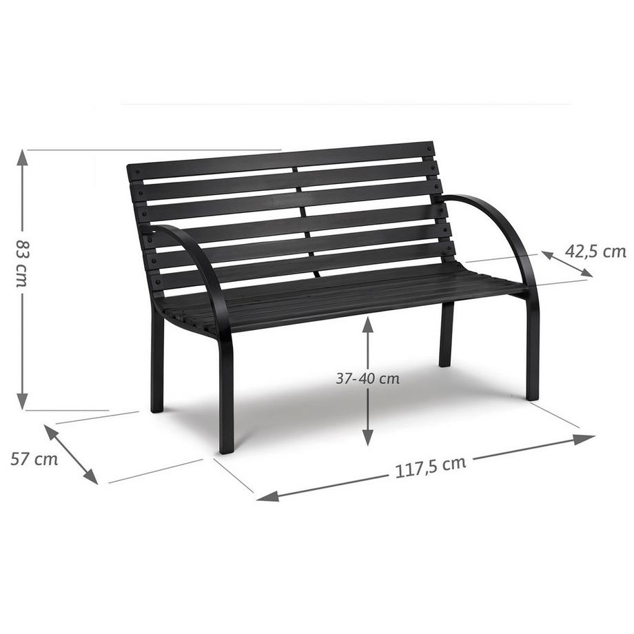 B2X Gartenbank mit Rückenlehne 117,5 x 83 x 57 cm Sofotel Luca  