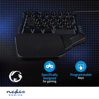 Nedis  Clavier de jeu filaire | USB Type-A | Touches à membrane | RGB | One-handed | Universal | USB power | Longueur du câble d'alimentation : 1.60 m | Gaming 