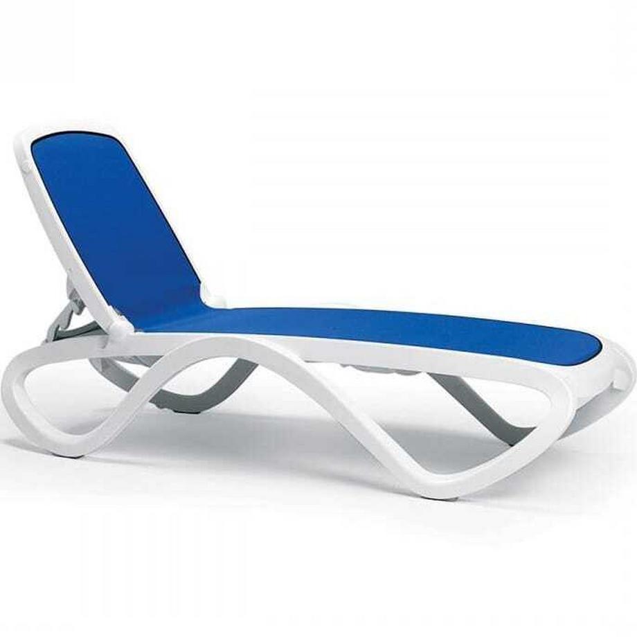 Chaise longue de jardin Omega blanc bleu