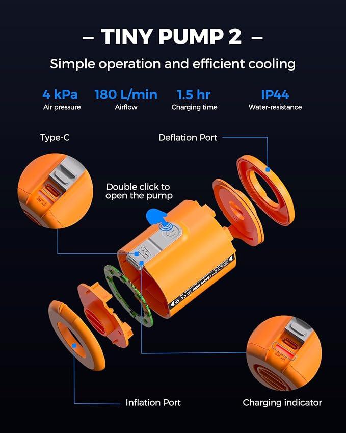 Flextail  TINY PUMP X 2024 3-in-1 wiederaufladbare Mini-Luftpumpe 