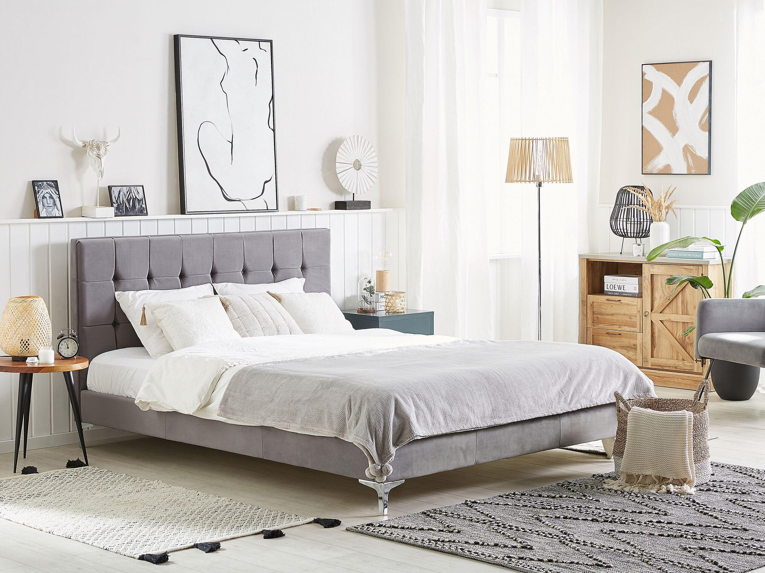 Beliani Bett mit Lattenrost aus Samtstoff Modern AMBERT  