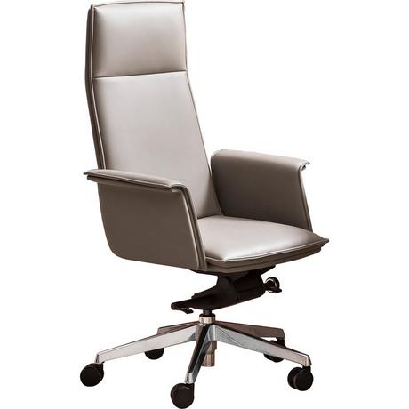 mutoni Chaise de bureau en cuir véritable gris  