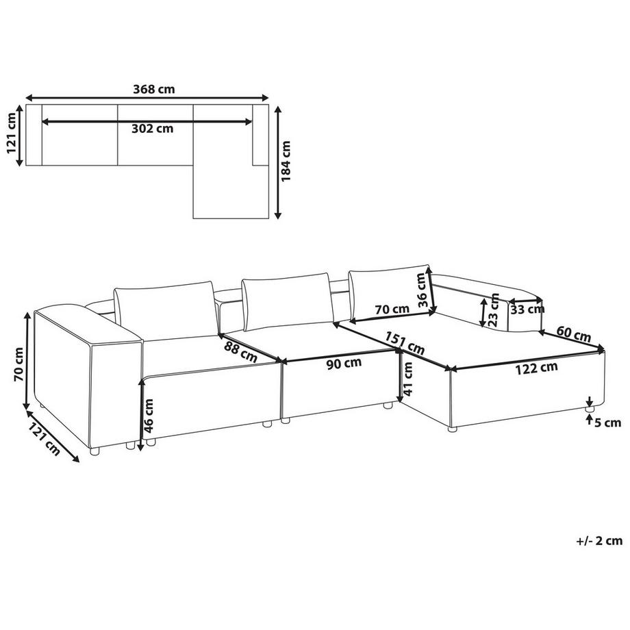 Beliani Canapé d'angle gauche en Tissu Moderne BRANDE  