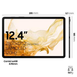 SAMSUNG  Galaxy Tab S8+ SM-X800 128 GB 31,5 cm (12.4 Zoll) Qualcomm Snapdragon 8 GB Wi-Fi 6 (802.11ax) Android 12 Graphit 