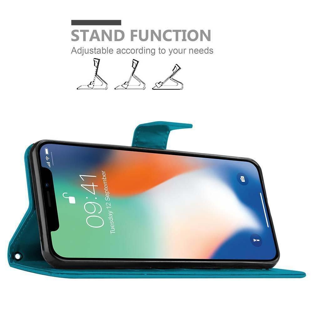 Cadorabo  Housse compatible avec Apple iPhone XR - Coque de protection au design floral avec fermeture magnétique, fonction de support et emplacements pour cartes 