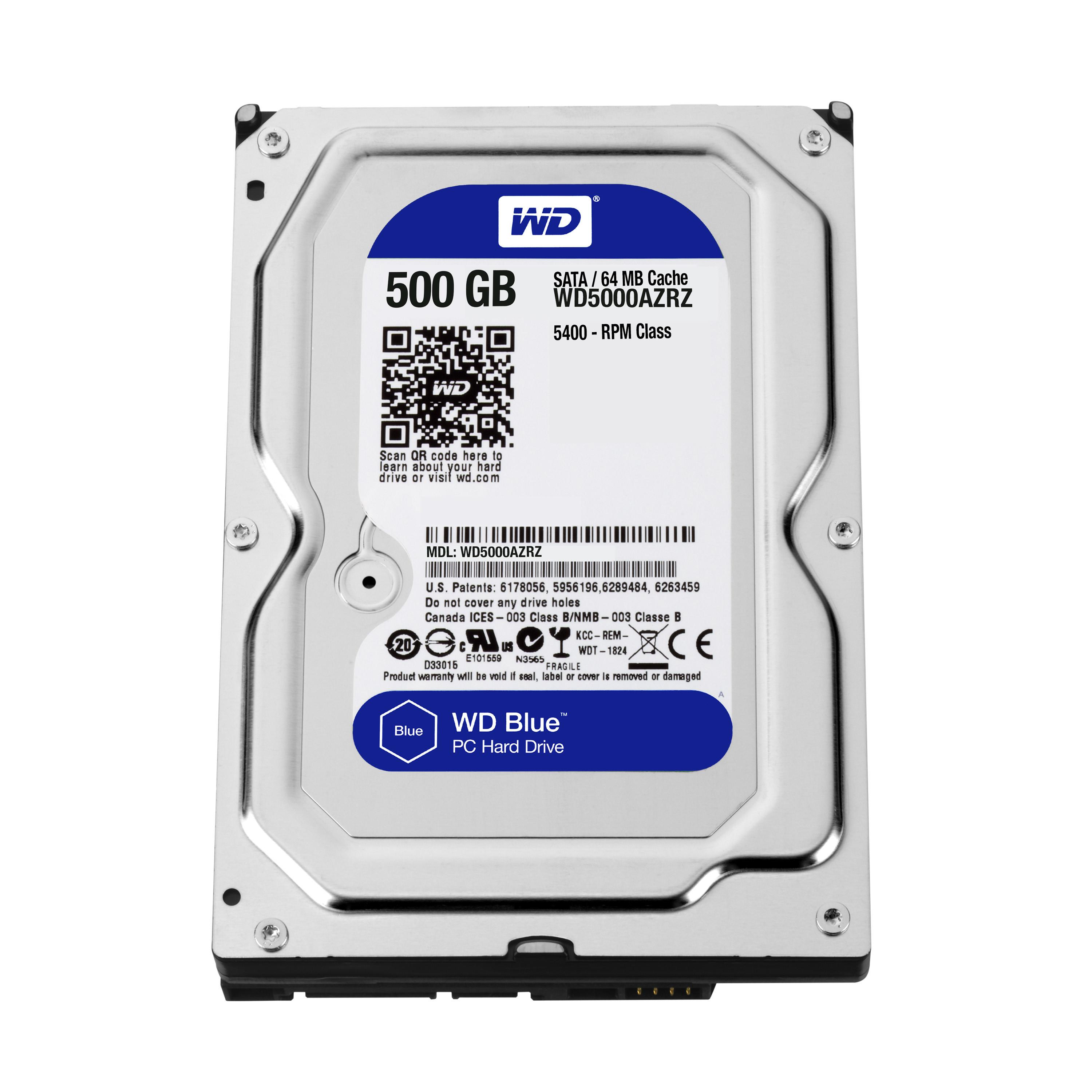 WD  Blue disco rigido interno 500 GB 5400 Giri/min 64 MB 3.5" Serial ATA III 