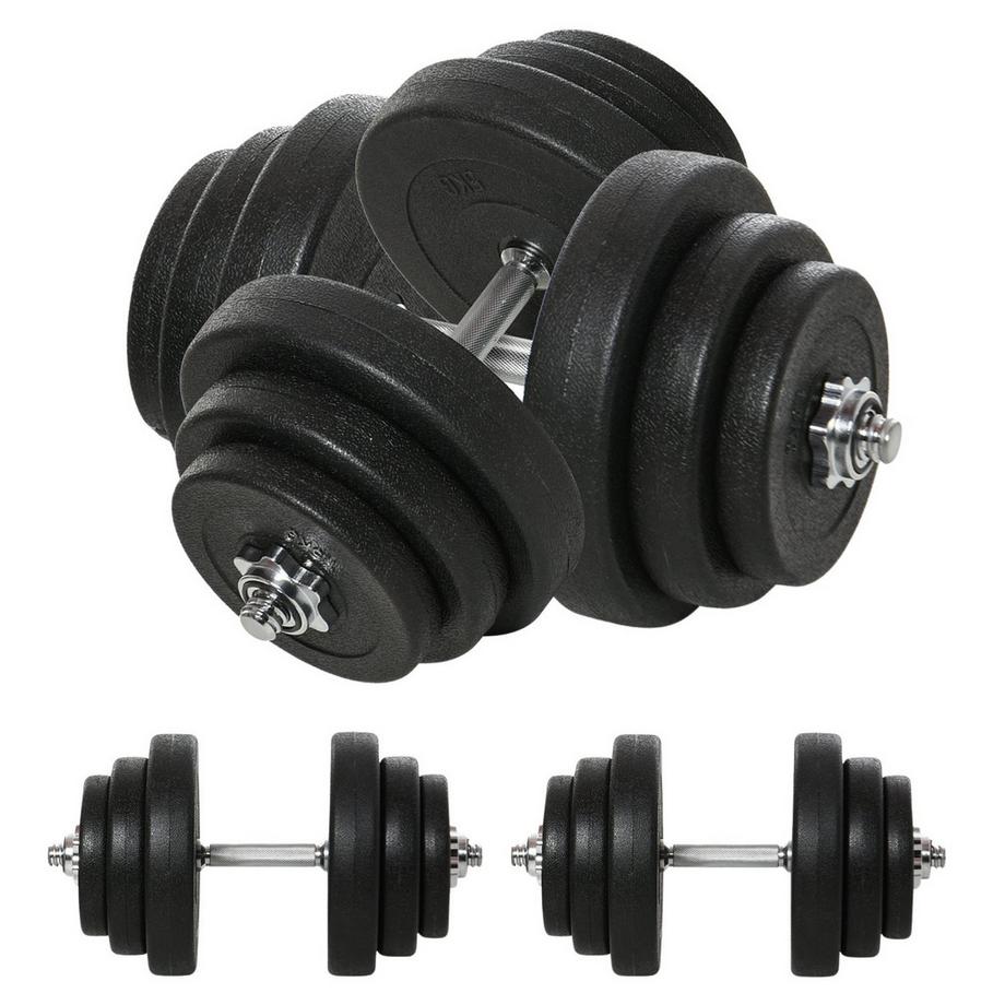 Northio  Set D'Haltères 40 Kg, Set D'Haltères En Acier, Set De 2 Haltères Avec 12 Plaques De Poids, Respectueux Du Sol, Pour La Musculation Et Le Fitness, Noir 