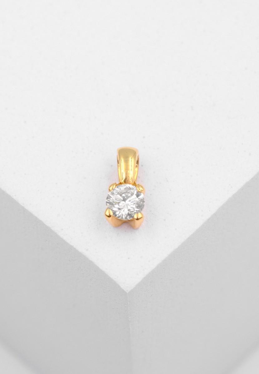 MUAU Schmuck  Anhänger 4-Griff-Fassung Diamant 0.25ct. Gelbgold 750 