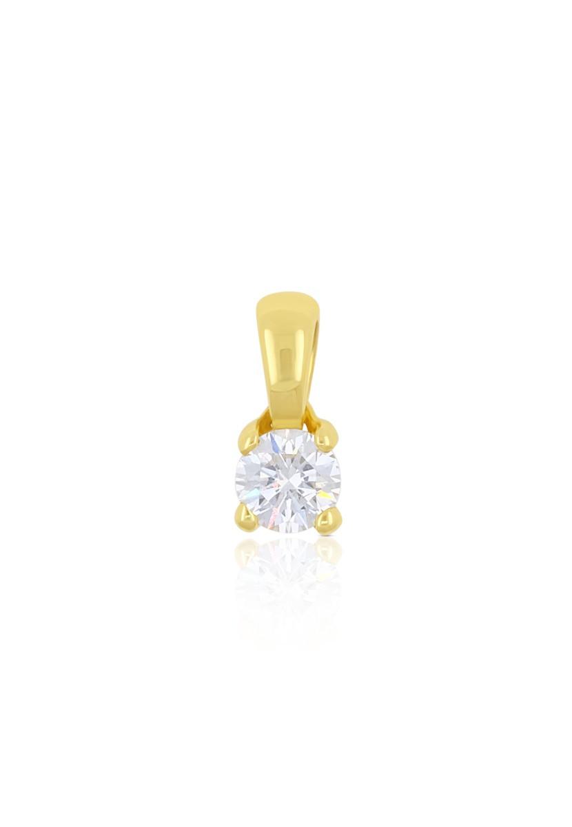 MUAU Schmuck  Anhänger 4-Griff-Fassung Diamant 0.25ct. Gelbgold 750 