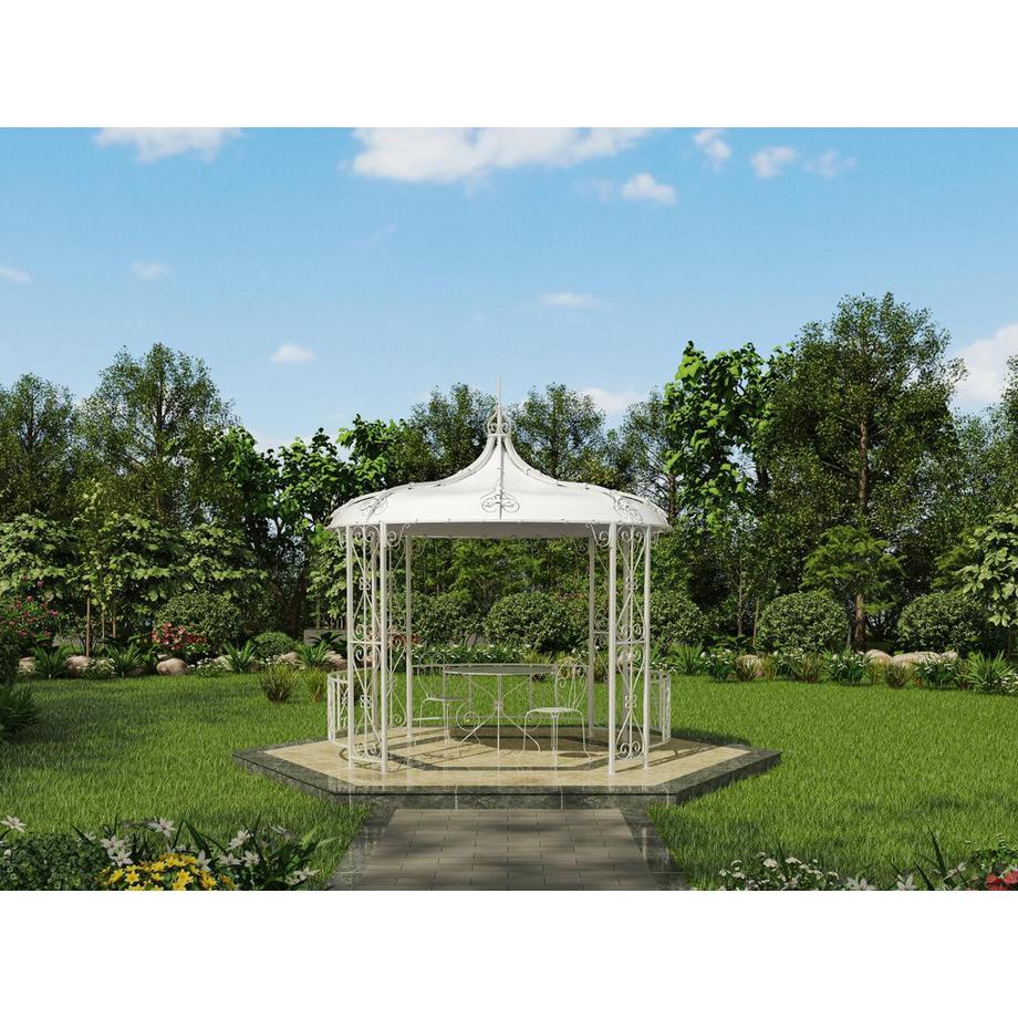 Vente-unique Gartenpavillon - Metall - 300 x 290 cm - Weiß - TILCARA  