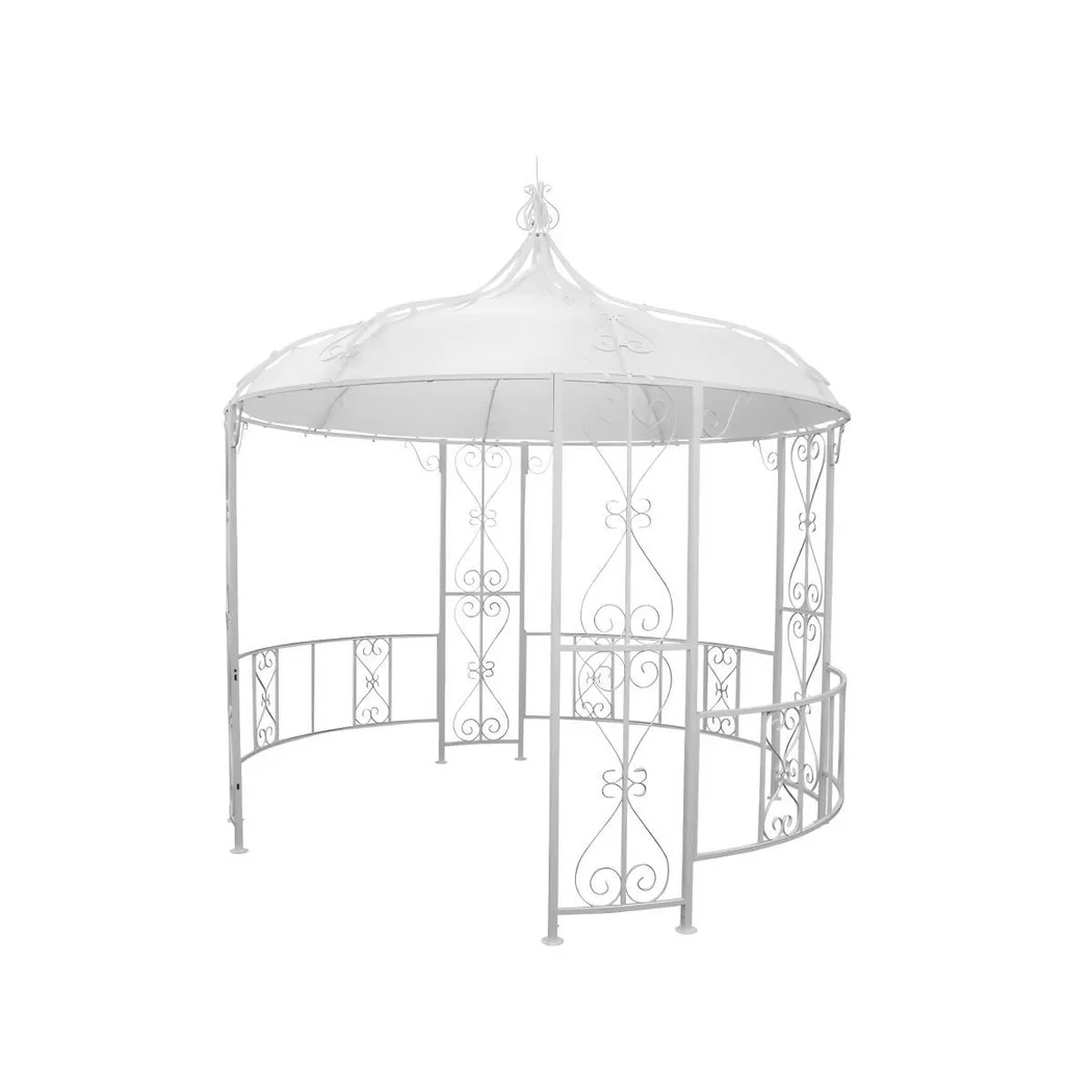 Vente-unique - Kiosque de jardin TILCARA en métal façon fer forgé D300 x H290cm - Blanc, 300cm