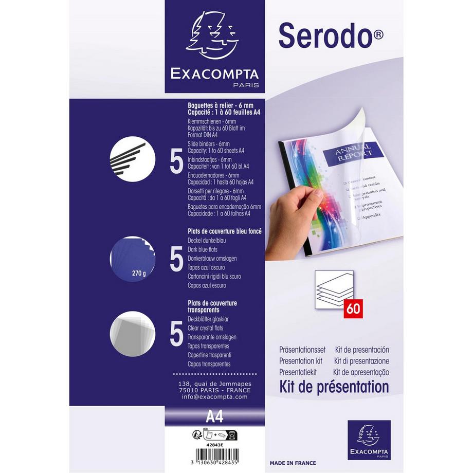 Exacompta  Kit de présentation Serodo pour relier jusqu'à 60 feuilles A4. - x 5 