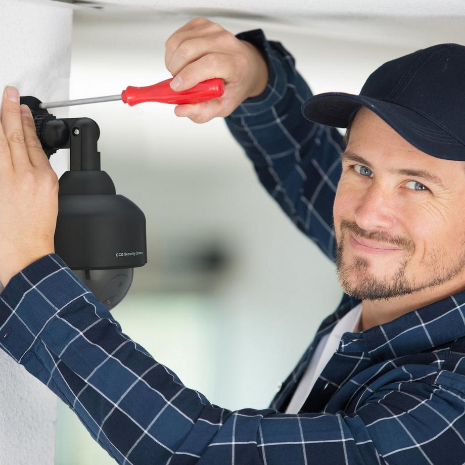 B2X  Schwarze Kamera-Attrappe, gewölbte Form, 2er-Set 