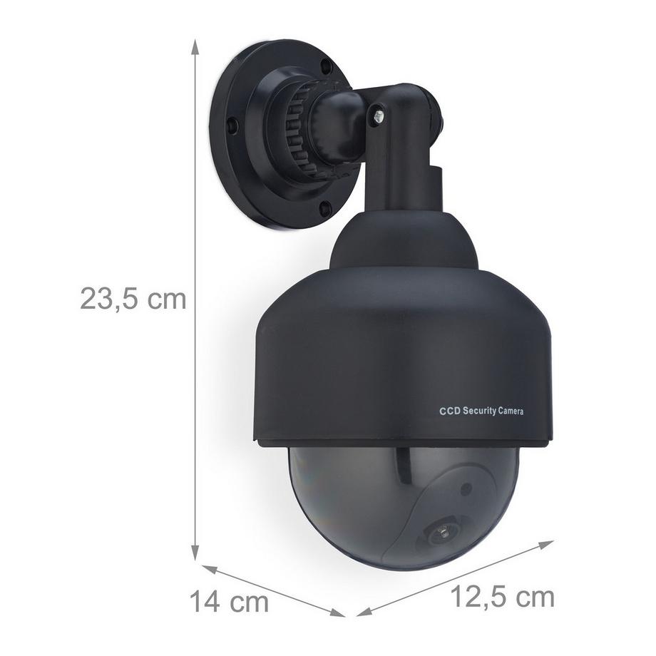 B2X  Schwarze Kamera-Attrappe, gewölbte Form, 2er-Set 