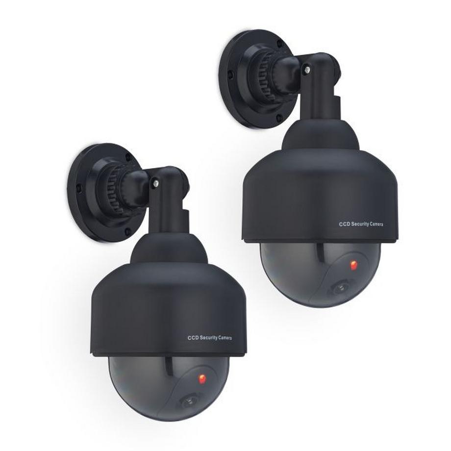 B2X  Schwarze Kamera-Attrappe, gewölbte Form, 2er-Set 