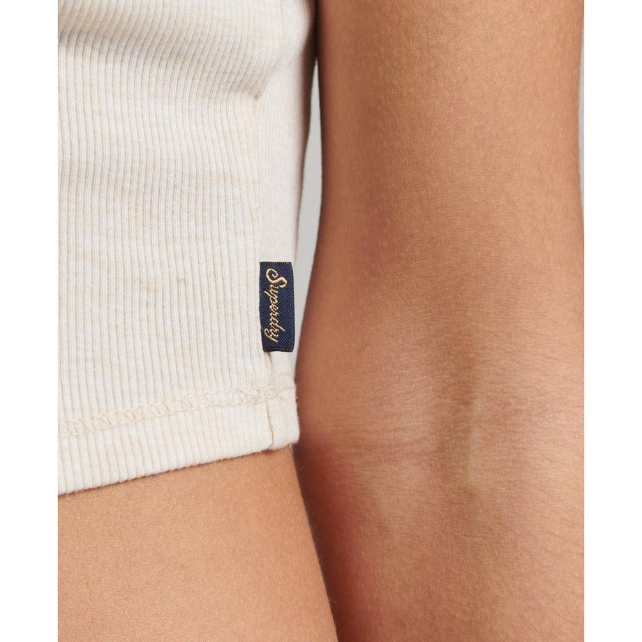 Superdry  geripptes tanktop mit spitzenbesatz, damen 