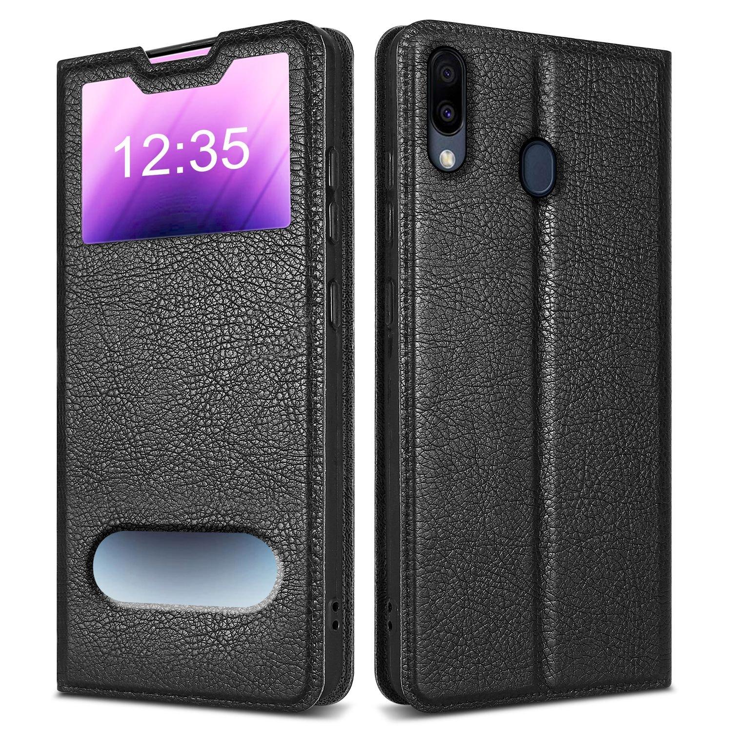 Cadorabo  Housse compatible avec Samsung Galaxy M20 - Coque de protection avec fermeture magnétique, fonction de support et 2 fenêtres de visualisation 