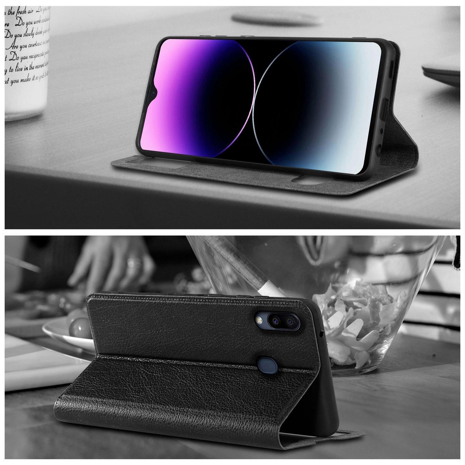 Cadorabo  Housse compatible avec Samsung Galaxy M20 - Coque de protection avec fermeture magnétique, fonction de support et 2 fenêtres de visualisation 