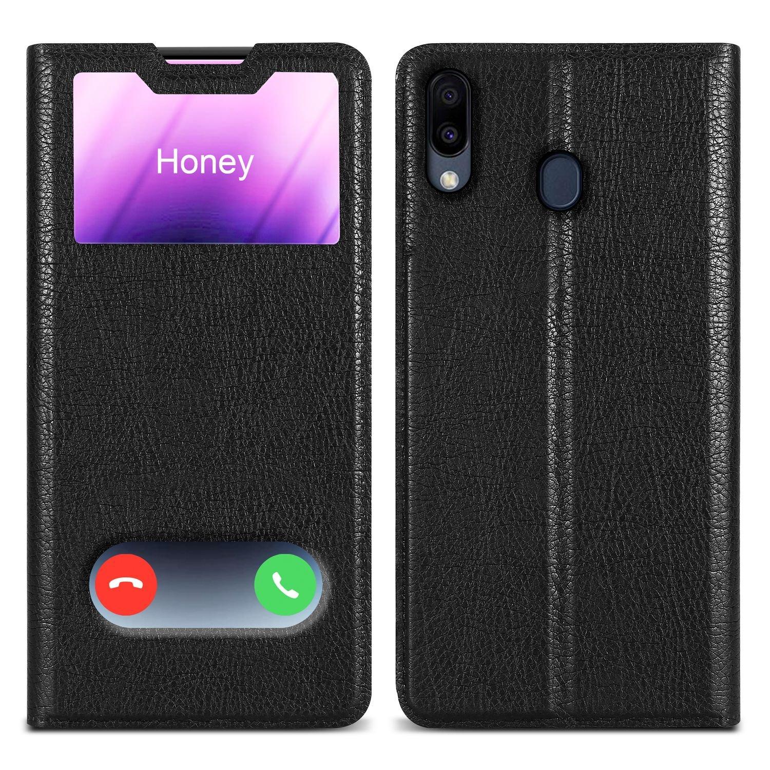 Cadorabo  Housse compatible avec Samsung Galaxy M20 - Coque de protection avec fermeture magnétique, fonction de support et 2 fenêtres de visualisation 