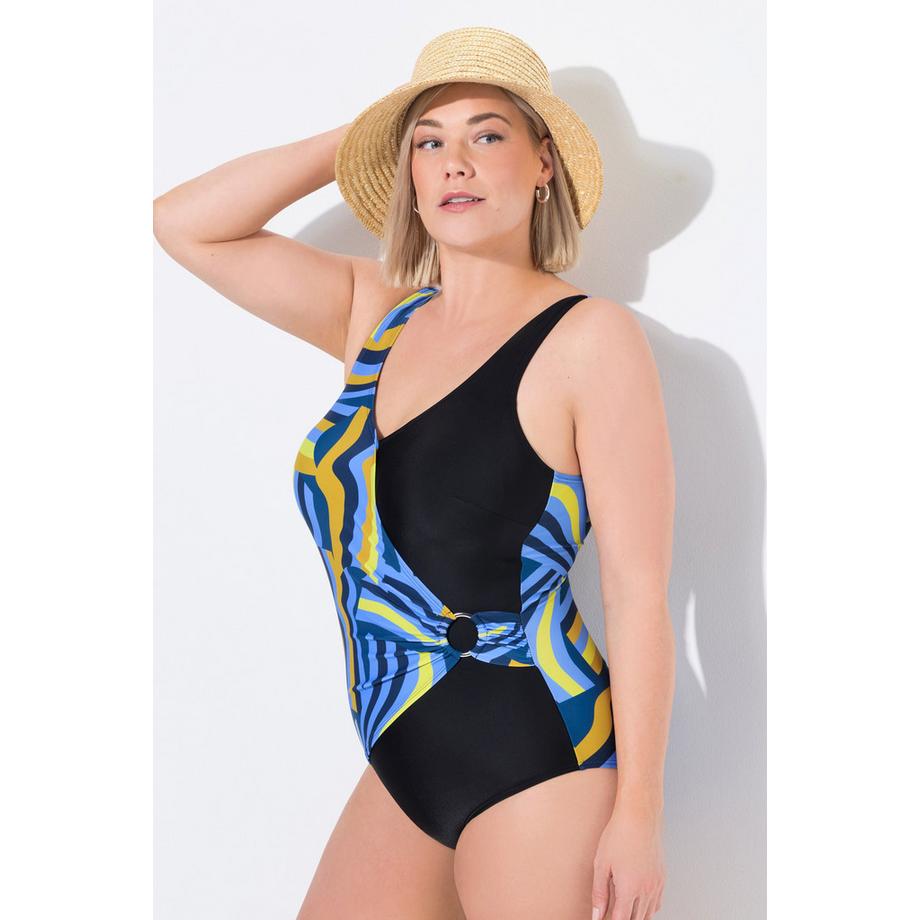 Ulla Popken Costume da bagno effetto incrociato coppe morbide anello decorativo  