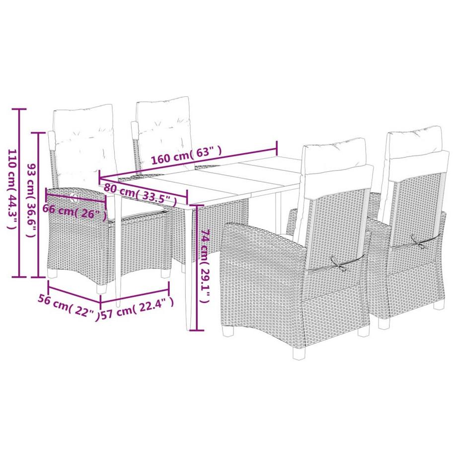 VidaXL set da pranzo da giardino Polirattan  