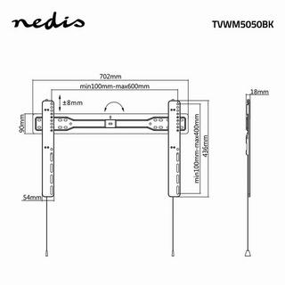 Nedis  Feste TV-Wandhalterung | 37-70" | Maximales Gewicht des Bildschirms: 35kg | Minimaler Wandabstand: 18mm | Stahl | Schwarz 